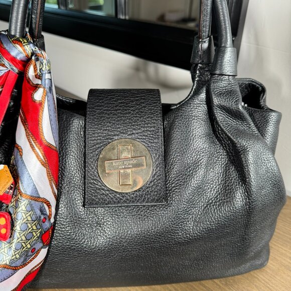 Kate Spade Black Pebbled Leather Turn-Lock Satchel - Picture 3 of 15